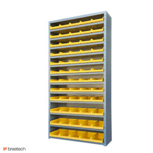 Organizer warsztatowy z żółtymi pojemnikami 198 cm x 100 cm x 30 cm